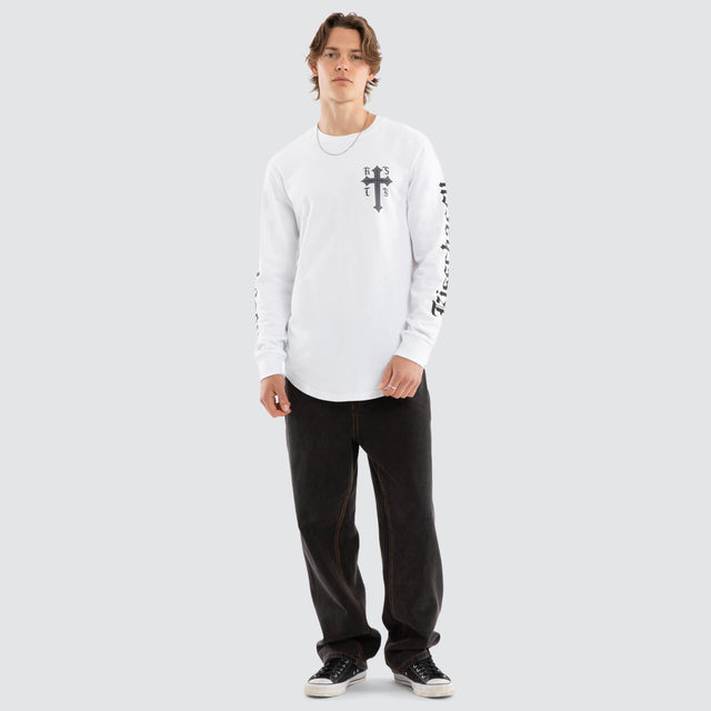 Venom Dual Curved Long Sleeve Tee Optical White