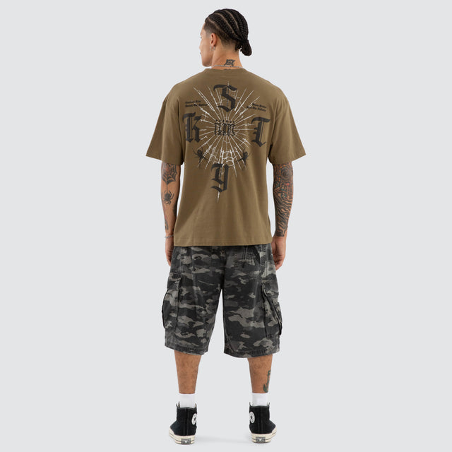 Model wears Anointed Street Tee Military T-Shirts Brown – image 3
