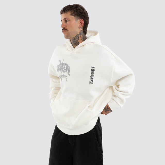Model wears Entropy Oversized Hoodie Natural White Hoodies White – image 5