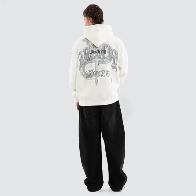 Model wears Entropy Oversized Hoodie Natural White Hoodies White – image 4
