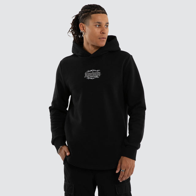 Risen Dual Curved Hoodie Jet Black