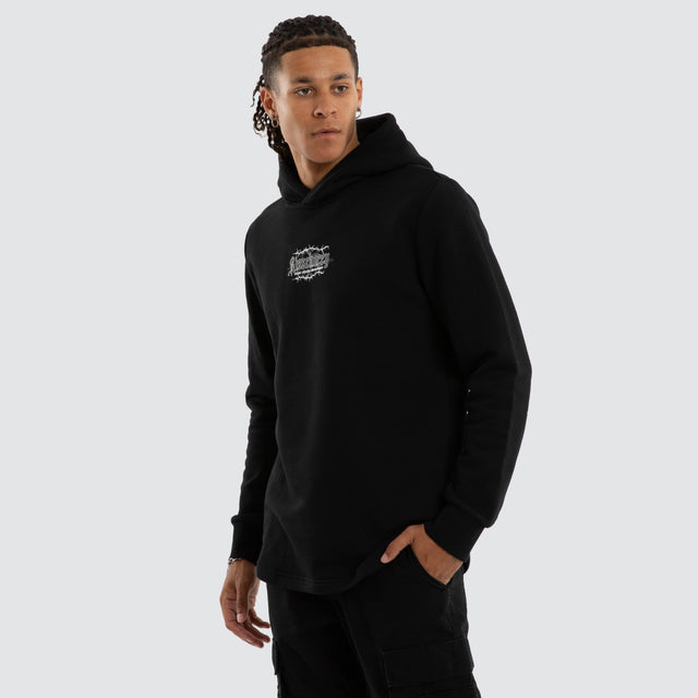 Risen Dual Curved Hoodie Jet Black