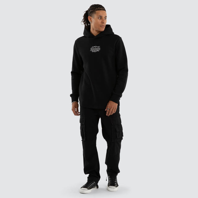 Risen Dual Curved Hoodie Jet Black
