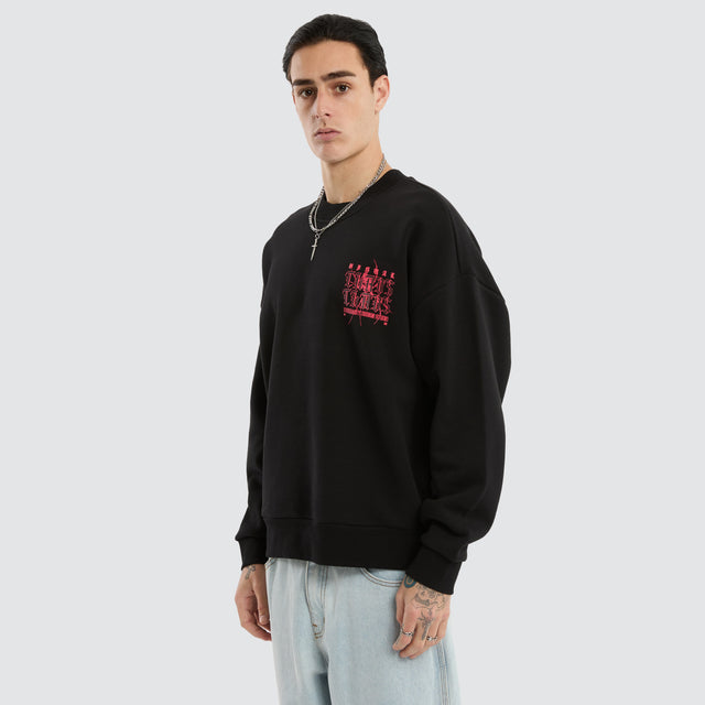 Protestant Box Fit Sweater Jet Black