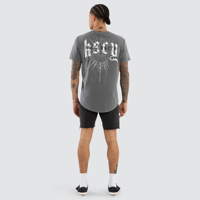 Model wears Winged Dual Curved Tee Pigment Smoked Pearl T-Shirts Grey – image 3