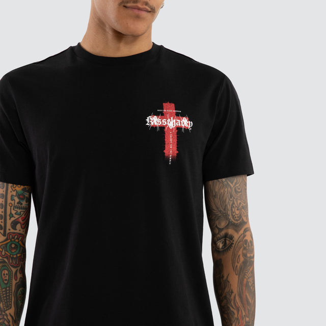 Model wears Thunder Dual Curved Tee Jet Black T-Shirts Black – image 4