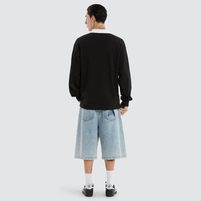 Stacked Rugby Jumper Jet Black