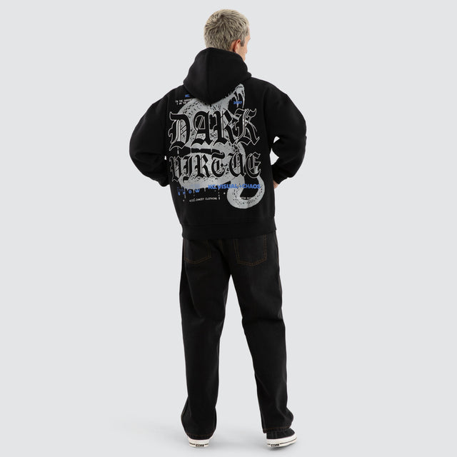Model wears Python Oversized Hoodie Jet Black Hoodies Black – image 5