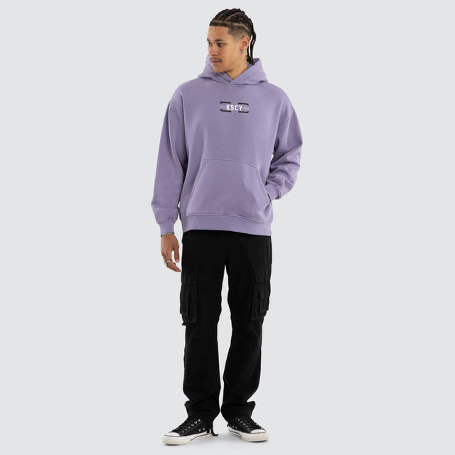 Model wears Rapture Relaxed Hoodie Pigment Daybreak Hoodies Purple – image 2