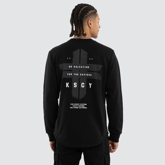 Salvation Dual Curved Sweater Jet Black