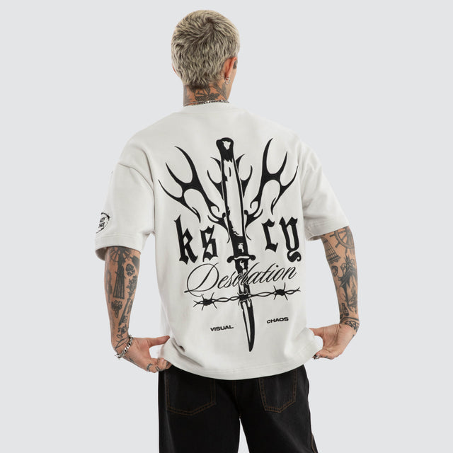 Distorted Loopback Street Tee Glacier Grey