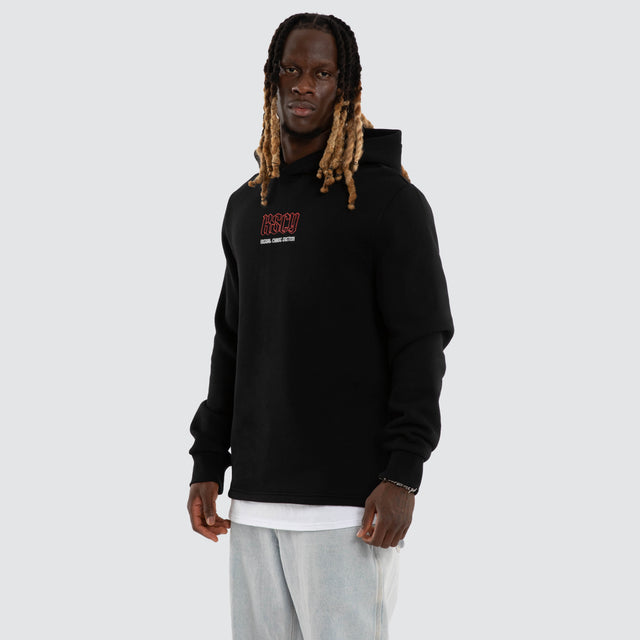 Wreckage Layered Hoodie Jet Black