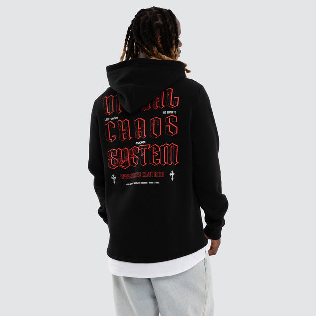 Wreckage Layered Hoodie Jet Black