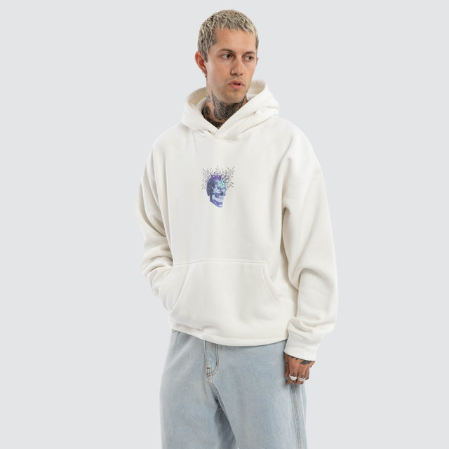 Model wears Reign Oversized Hoodie Natural White Hoodies White – image 3