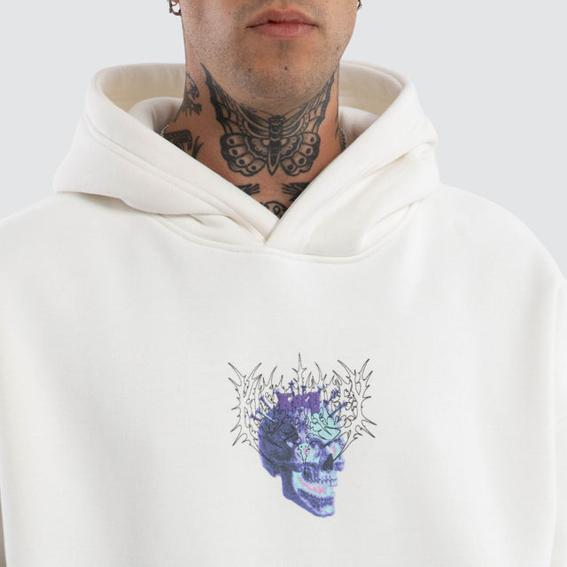 Model wears Reign Oversized Hoodie Natural White Hoodies White – image 4