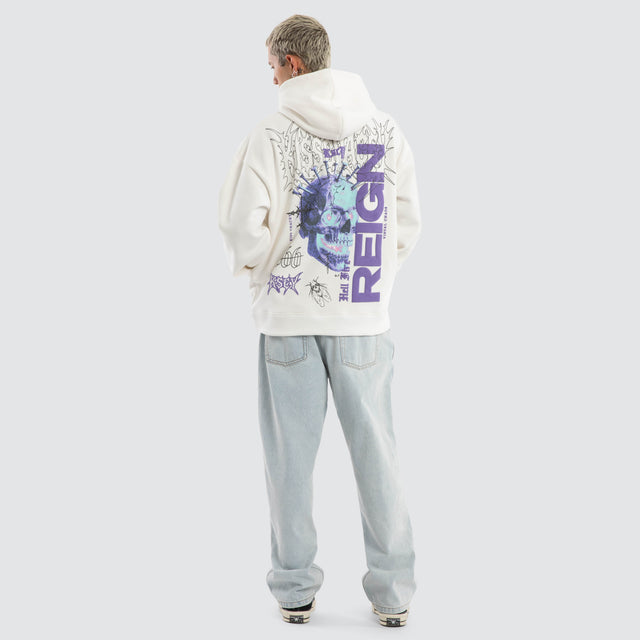 Model wears Reign Oversized Hoodie Natural White Hoodies White – image 5