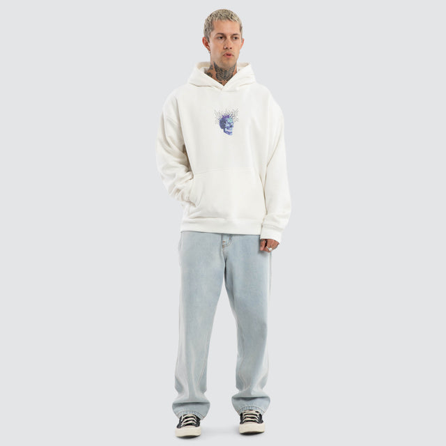 Model wears Reign Oversized Hoodie Natural White Hoodies White – image 2