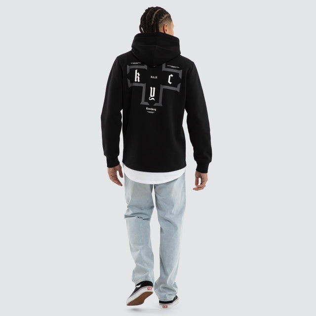 Model wears Taipan Layered Hoodie Jet Black Hoodies Black – image 4