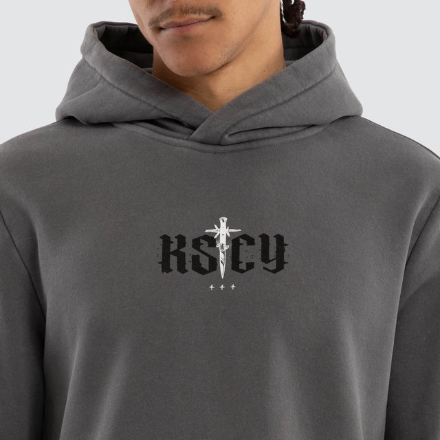 Existence Dual Curved Hoodie Pigment Charcoal