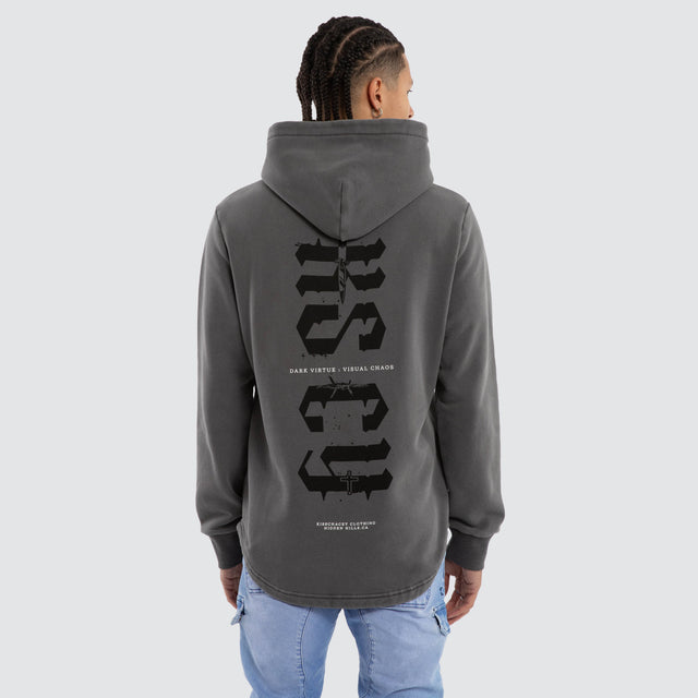 Existence Dual Curved Hoodie Pigment Charcoal