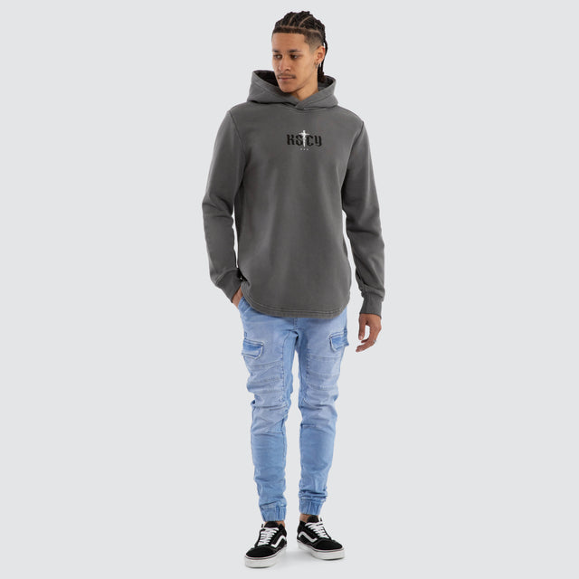 Existence Dual Curved Hoodie Pigment Charcoal