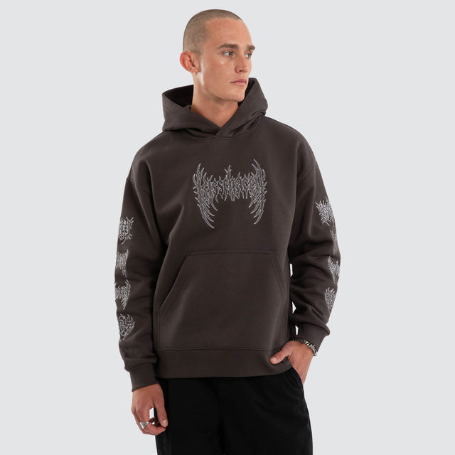 Model wears Blast Relaxed Hoodie After Dark Hoodies Grey – image 1