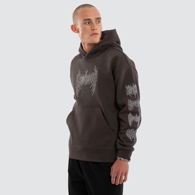 Model wears Blast Relaxed Hoodie After Dark Hoodies Grey – image 3