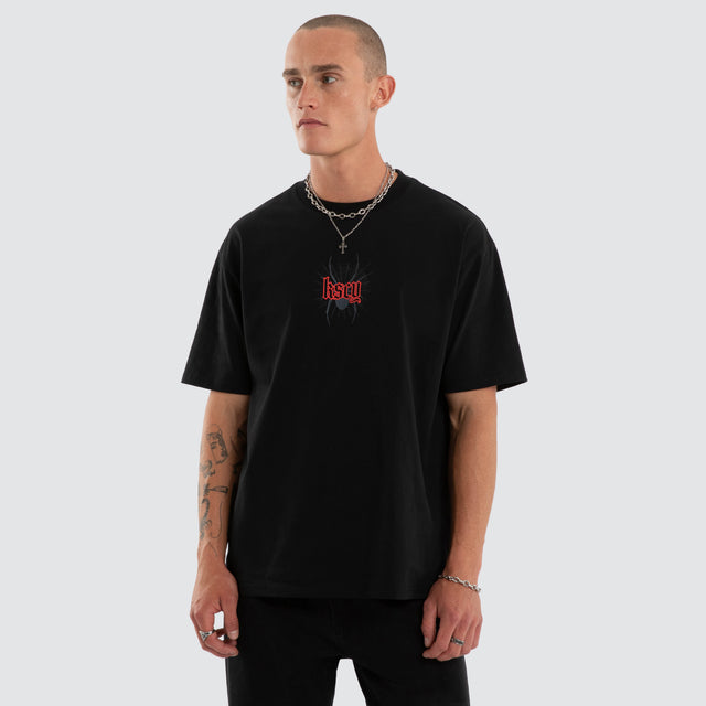 Model wears Intensity Box Fit Tee Jet Black T-Shirts Black – image 1