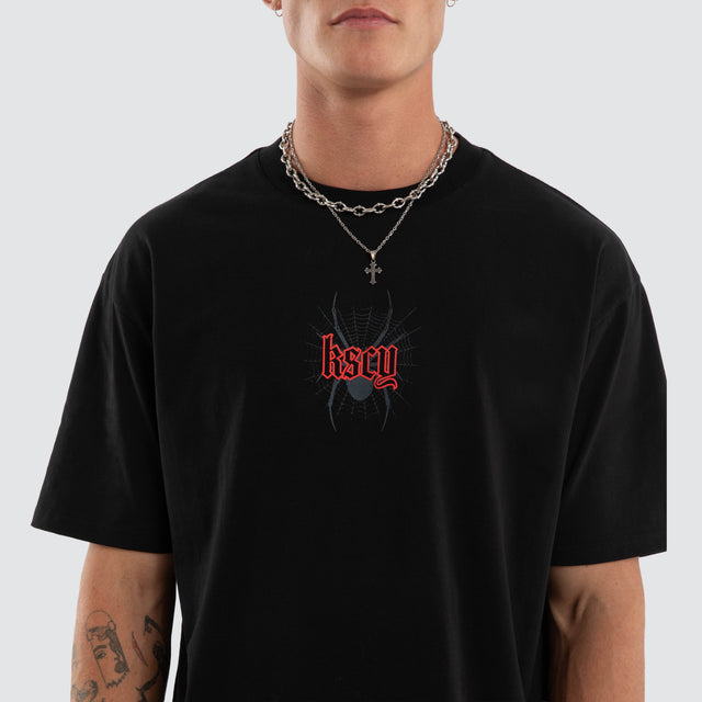 Model wears Intensity Box Fit Tee Jet Black T-Shirts Black – image 4