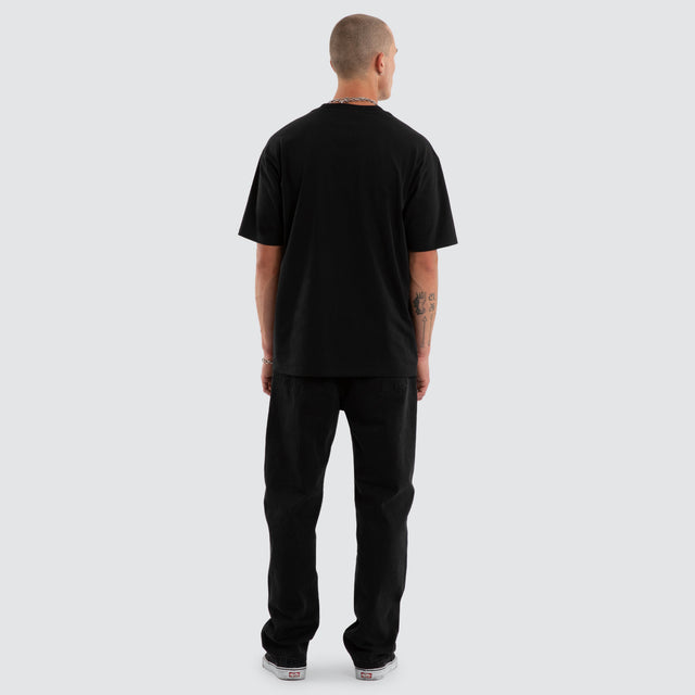 Model wears Intensity Box Fit Tee Jet Black T-Shirts Black – image 2