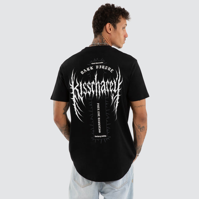Model wears Sustain Dual Curved Tee Jet Black T-Shirts Black – image 1
