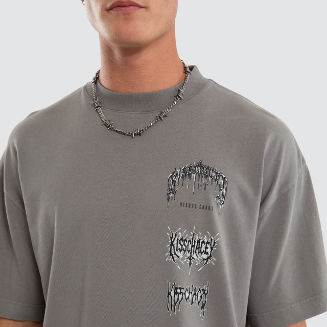 Model wears Forgiveness Street Tee Steel Grey T-Shirts Grey – image 4