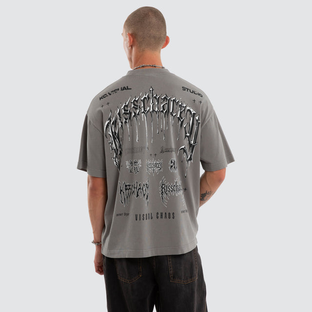 Model wears Forgiveness Street Tee Steel Grey T-Shirts Grey – image 1