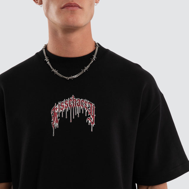 Model wears Glacial Loopback Street Tee Jet Black T-Shirts Black – image 4