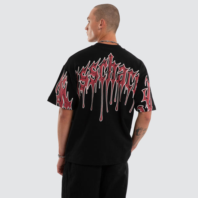 Model wears Glacial Loopback Street Tee Jet Black T-Shirts Black – image 1
