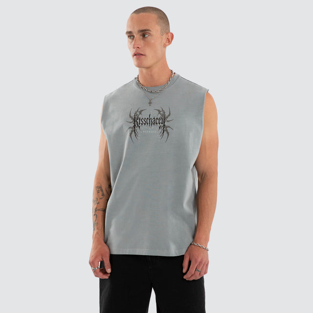 Model wears Hypnotic Relaxed Fit Muscle Ultimate Grey Muscle Tees Grey – image 1