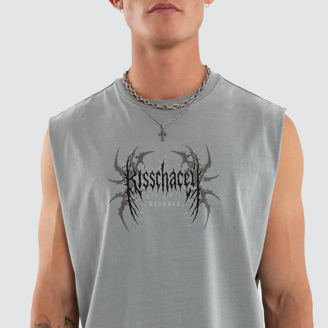 Model wears Hypnotic Relaxed Fit Muscle Ultimate Grey Muscle Tees Grey – image 6