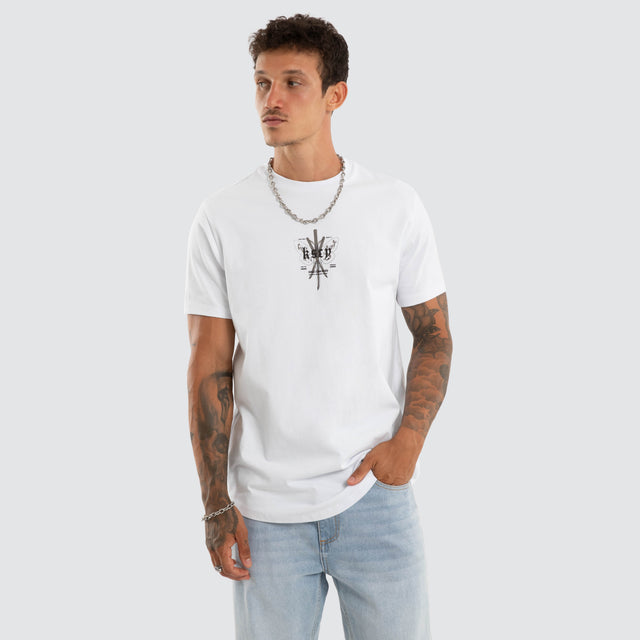 Model wears Vortex Dual Curved Tee Optical White T-Shirts White – image 1