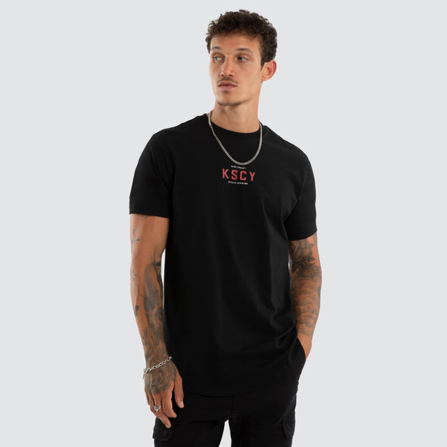 Model wears Void Dual Curved Tee Jet Black T-Shirts Black – image 1