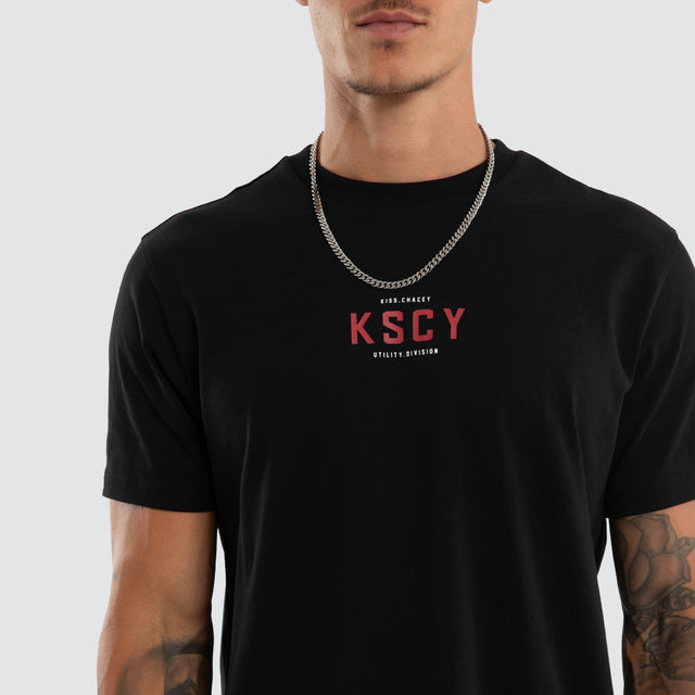 Model wears Void Dual Curved Tee Jet Black T-Shirts Black – image 6