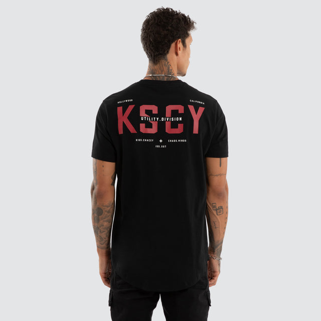 Model wears Void Dual Curved Tee Jet Black T-Shirts Black – image 3