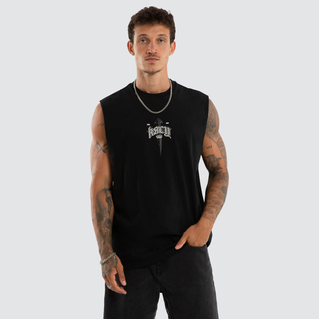 Shatter Relaxed Fit Muscle Jet Black