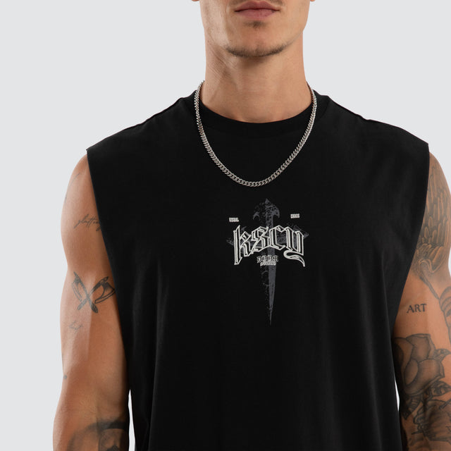 Shatter Relaxed Fit Muscle Jet Black