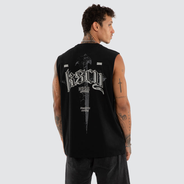Shatter Relaxed Fit Muscle Jet Black