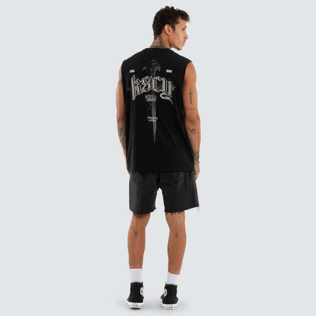 Shatter Relaxed Fit Muscle Jet Black