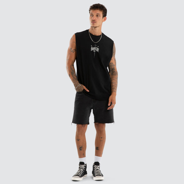 Shatter Relaxed Fit Muscle Jet Black