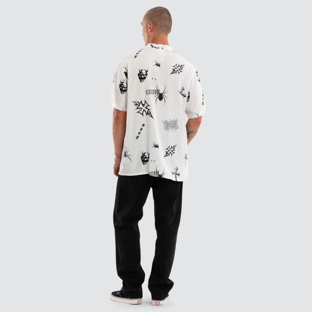 Model wears Torrent SS Resort Shirt White Print Short Sleeve Shirts White – image 5
