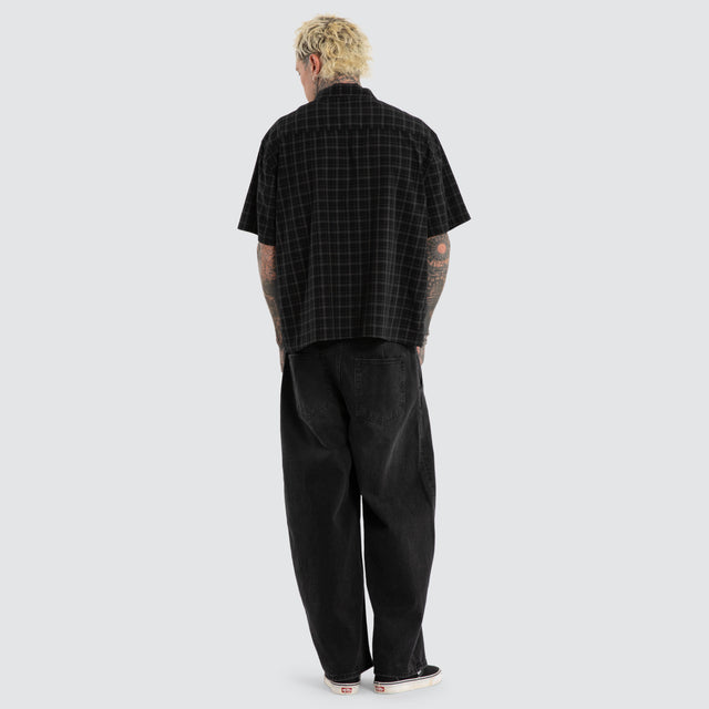 Luke Walker Phantom Button Up Short Sleeve Shirt Black Check