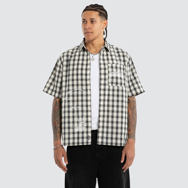 Reaper Short Sleeve Shirt Grey Check