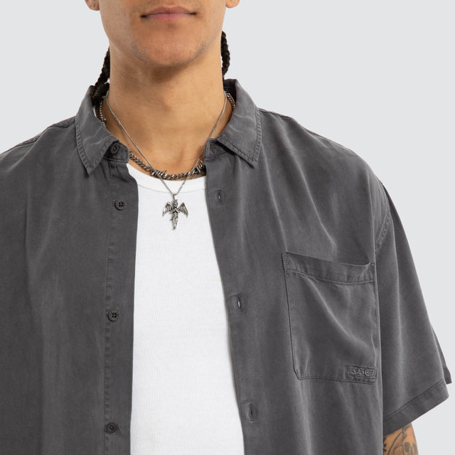 Acid Charcoal Short Sleeve Shirt Charcoal